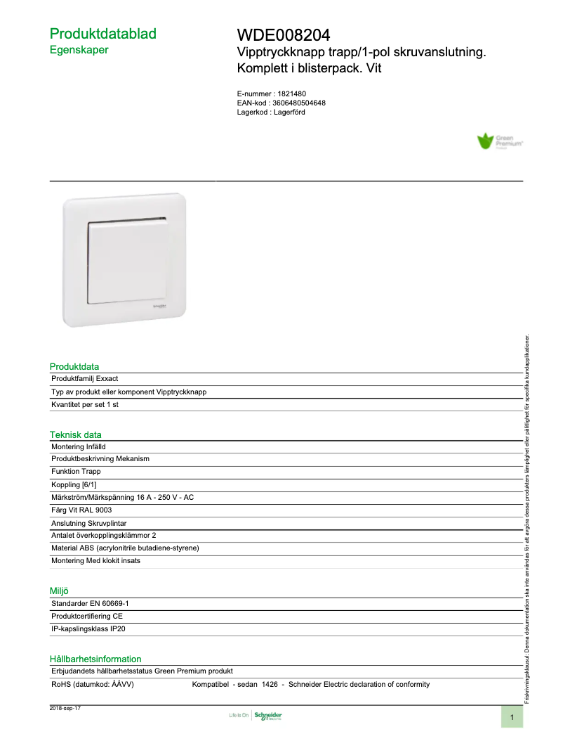 Imagen de la primera página del manual del dispositivo WDE008204