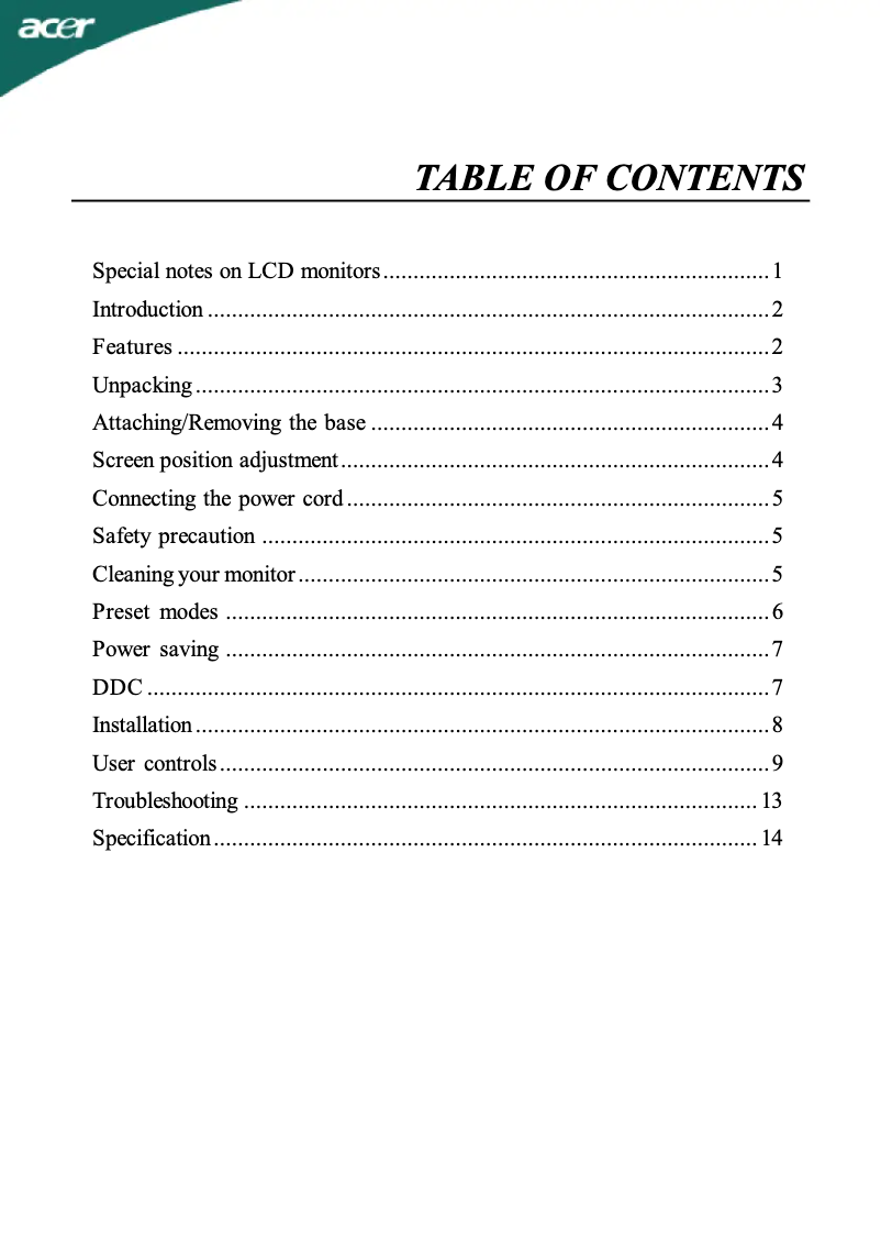 Página 1 del manual Manual de usuario Acer AL1917ABM