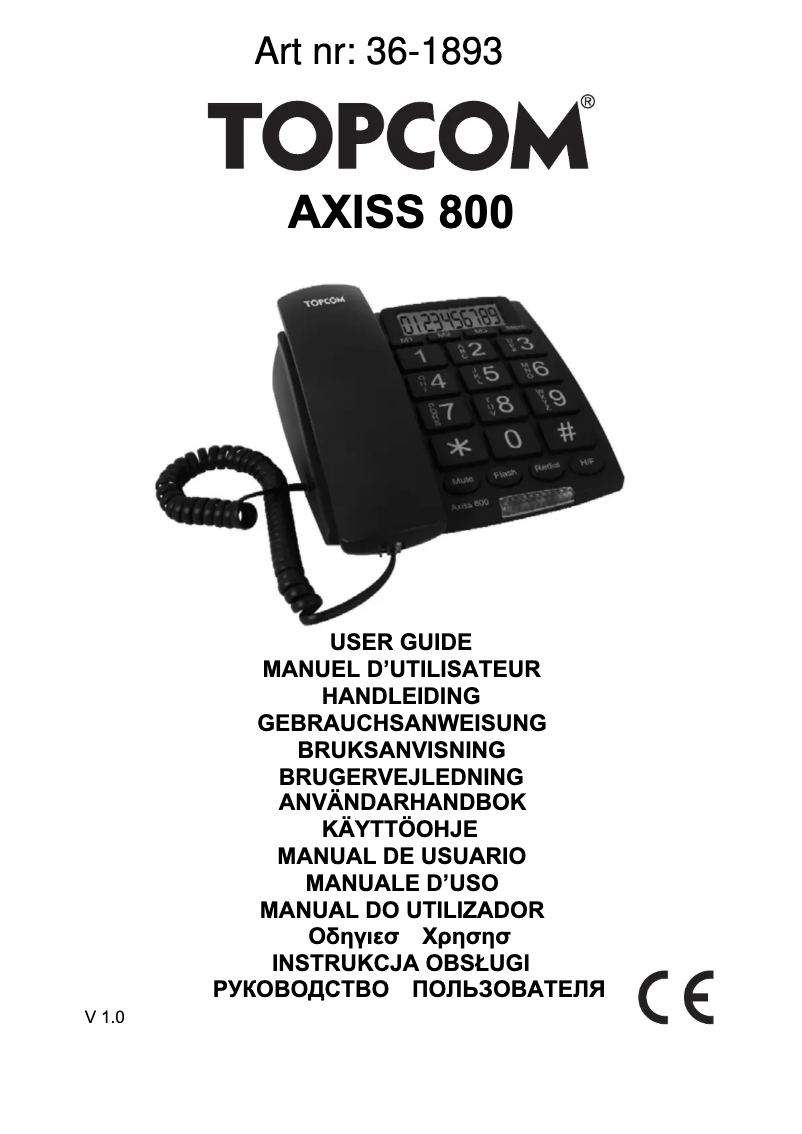 Página 1 del manual Manual de usuario Topcom Axiss 800