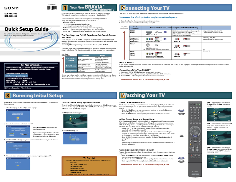 Imagen de la primera página del manual del dispositivo KDF-50E3000
