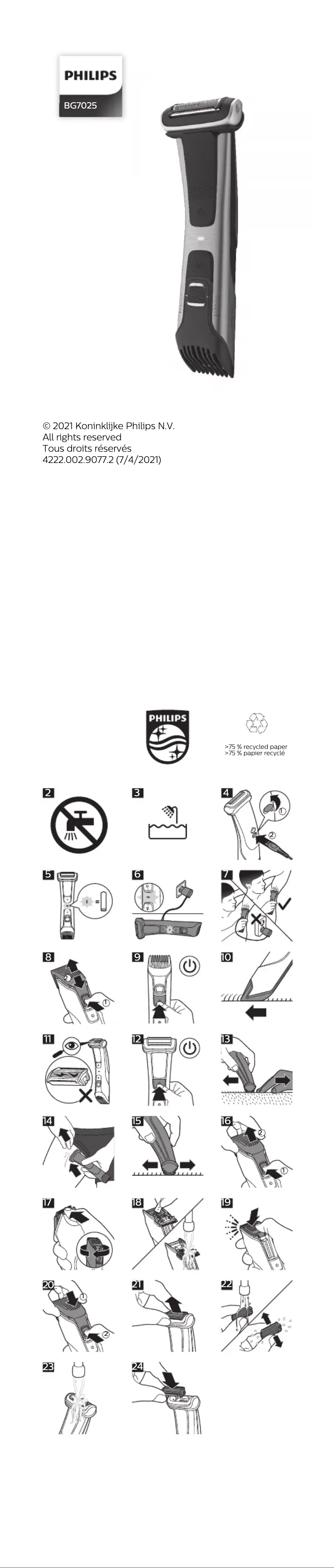 Página 1 del manual Manual de usuario Philips Bodygroom Series 7000 BG7025