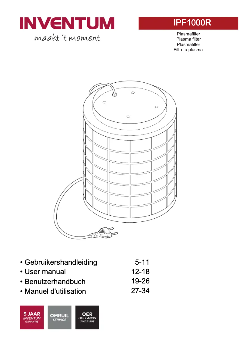 Imagen de la primera página del manual del dispositivo IPF1000R