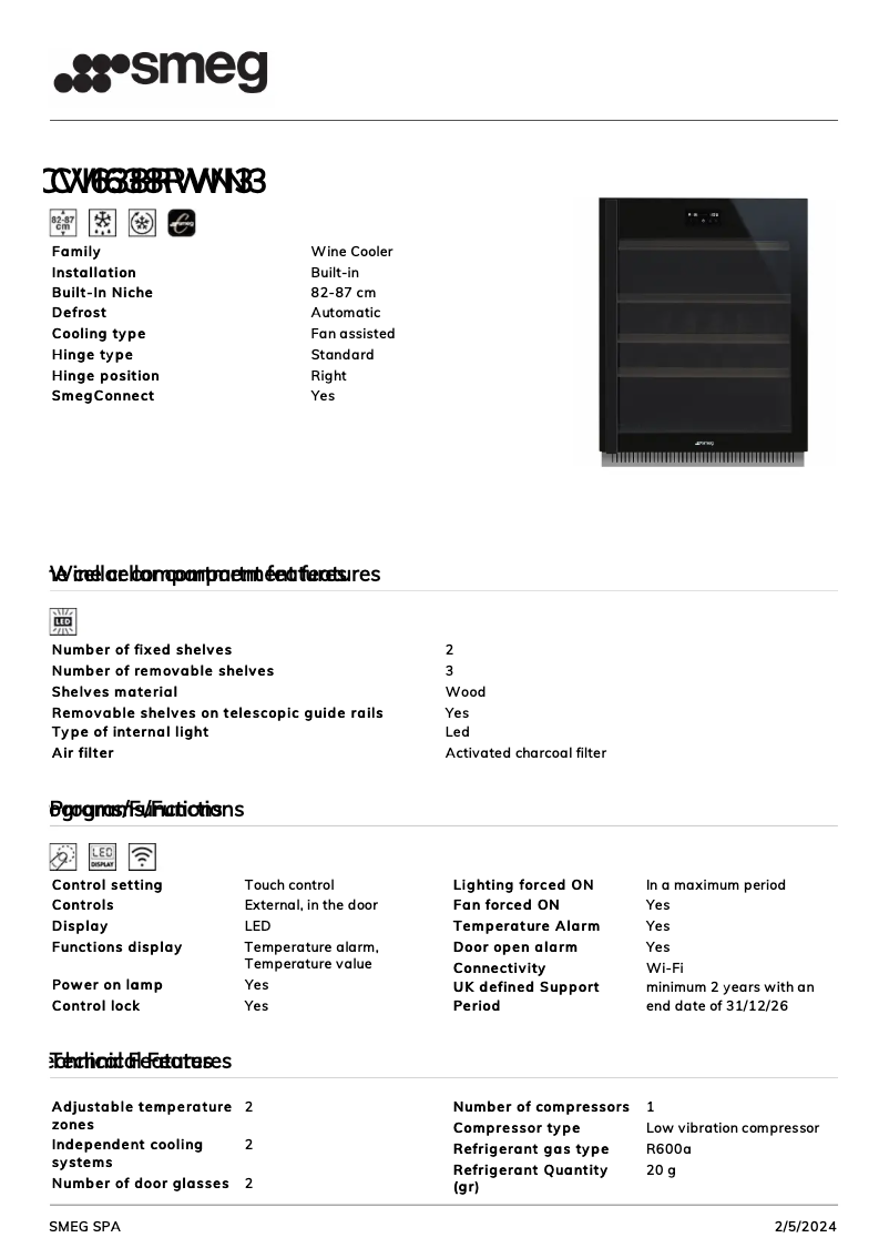 Página nº 1 - Ficha técnica Smeg CVI638RWN3