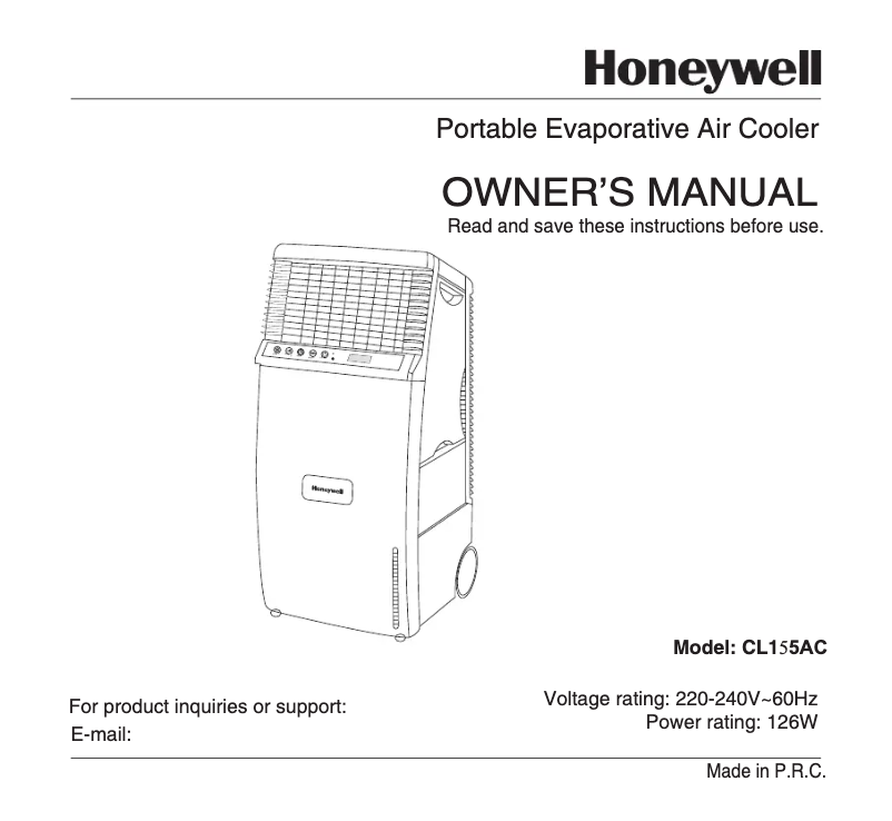 Página 1 del manual Manual de usuario Honeywell CL15AC