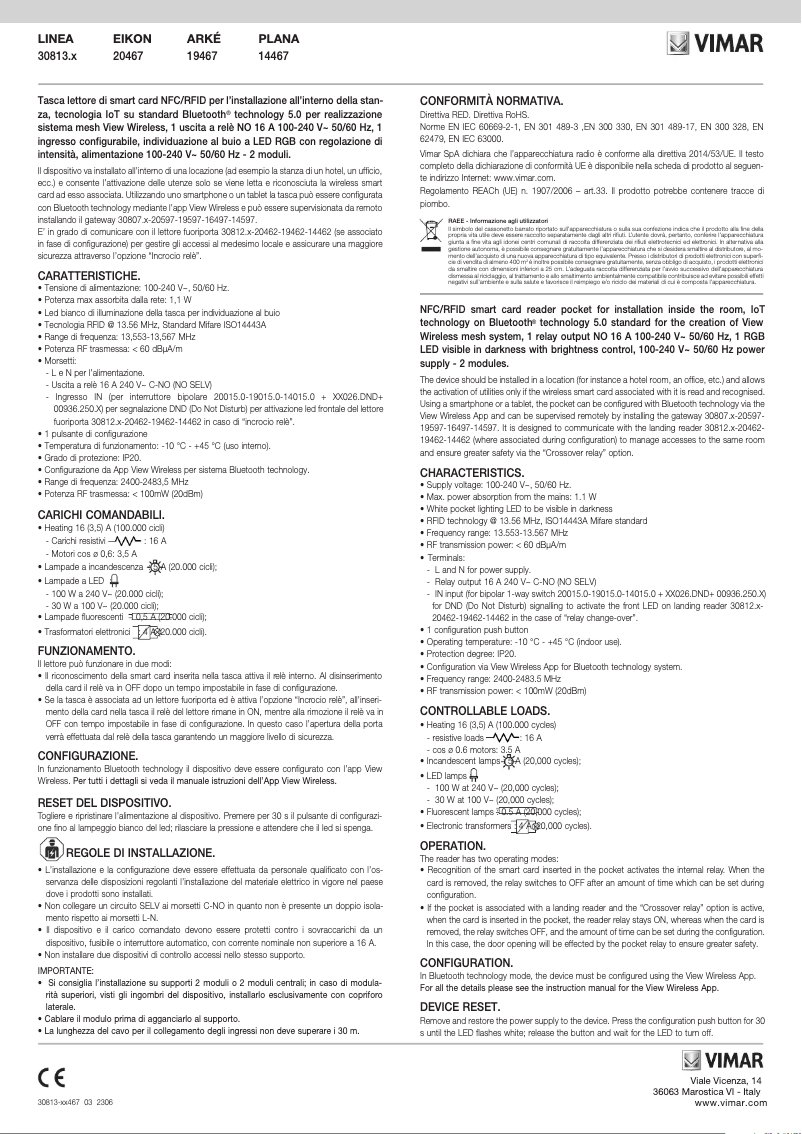 Página nº 1 - Instrucciones / montaje Vimar 20467.N