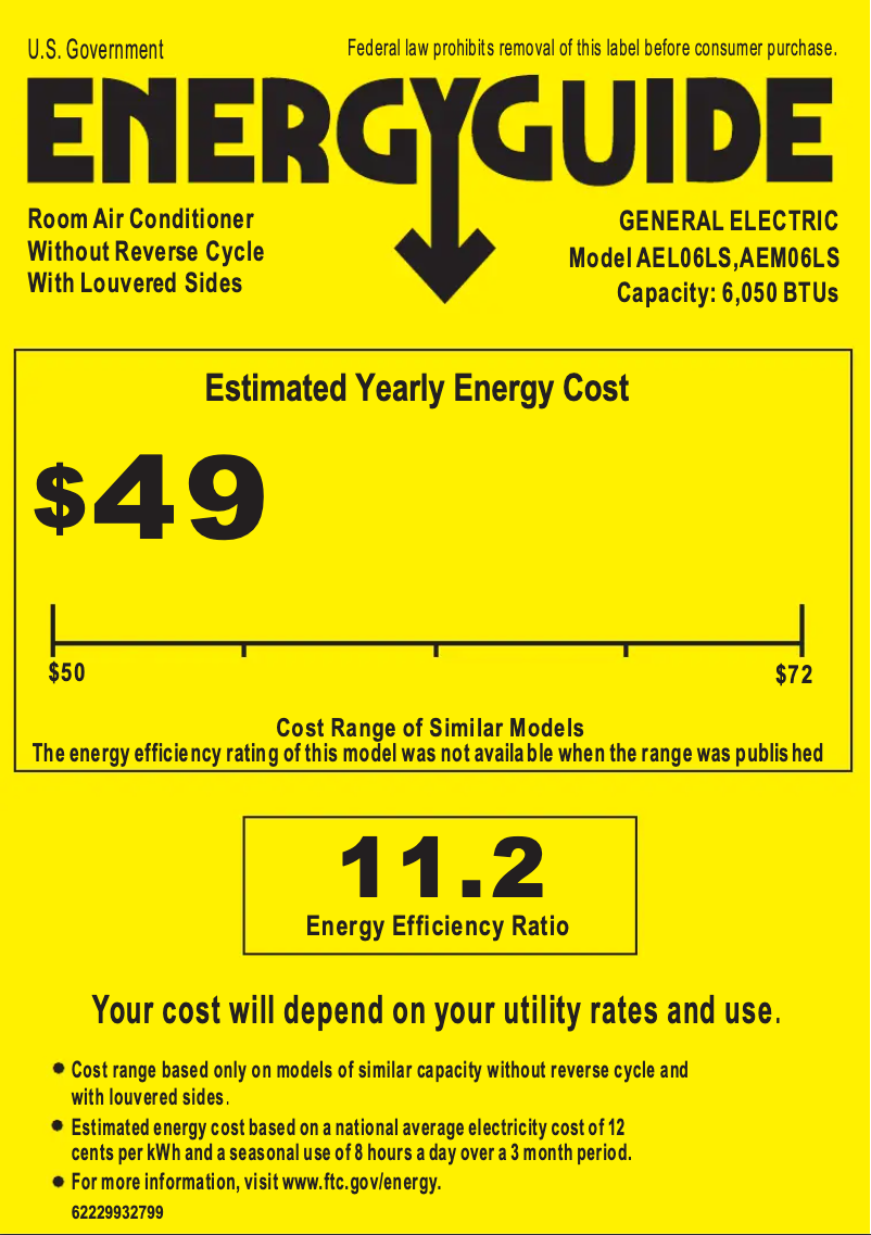 Página 1 del manual Etiqueta energética GE AEM06LS