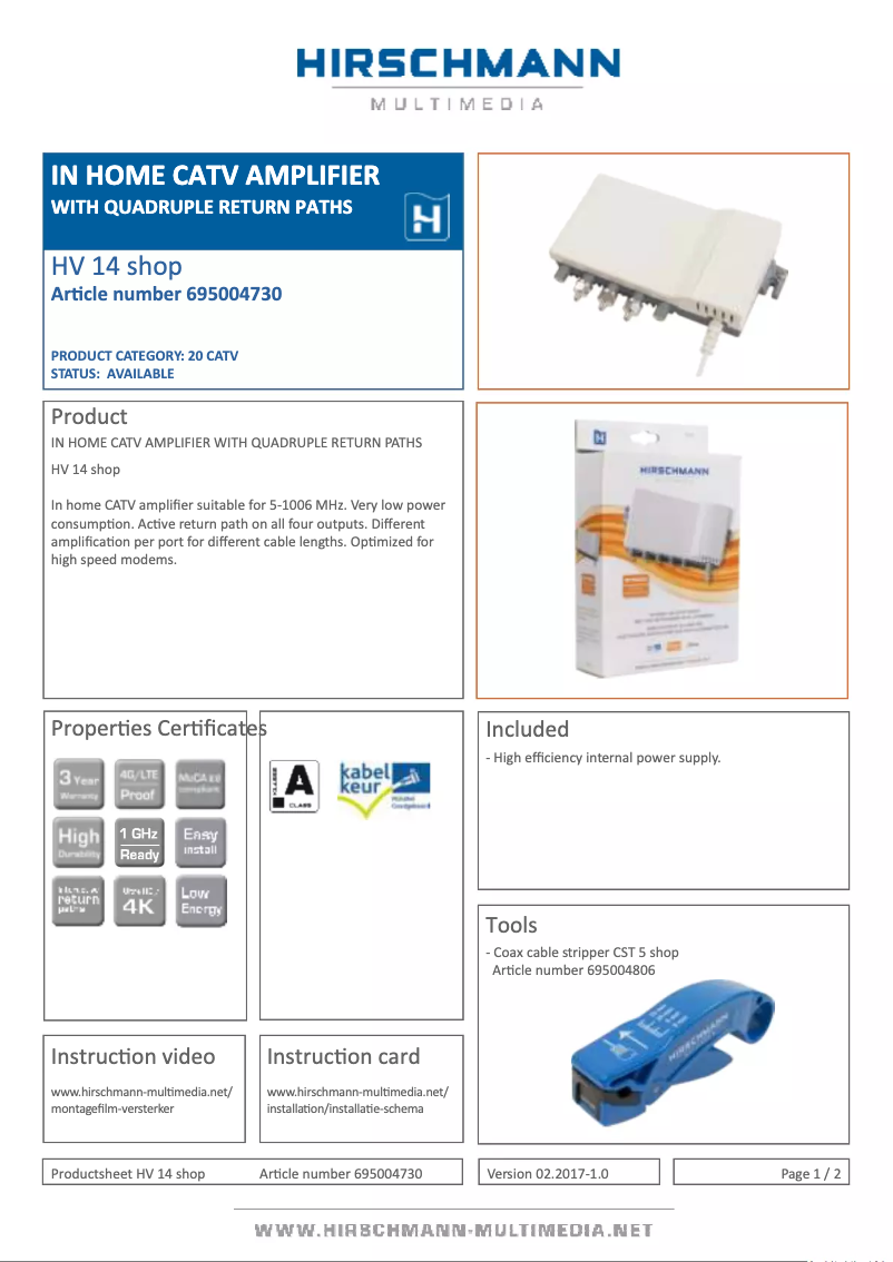 Página 1 del manual Manual de usuario Hirschmann HV 14 shop