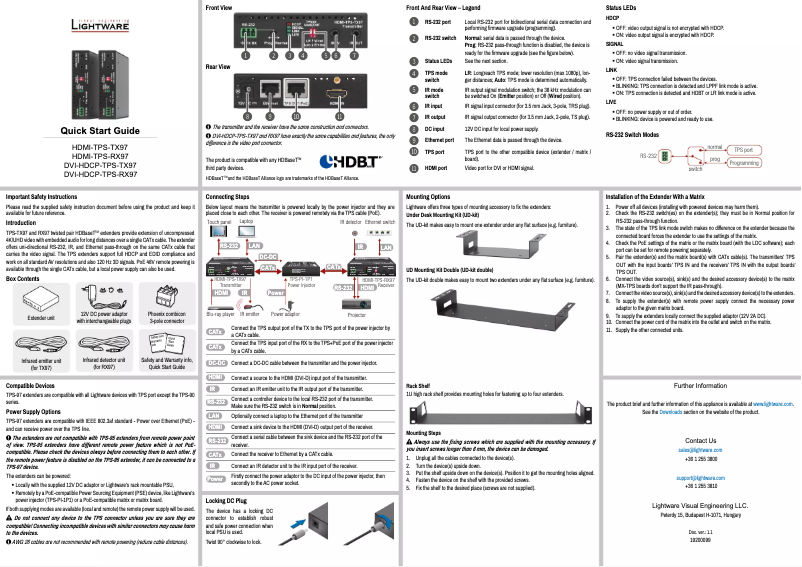 Imagen de la primera página del manual del dispositivo HDMI-TPS-TX97