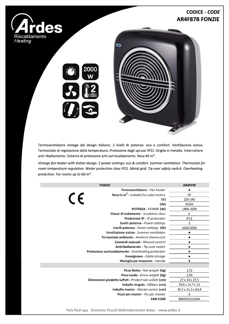 Página nº 1 - Ficha técnica Ardes AR4F07B