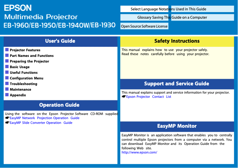 Página 1 del manual Manual de usuario Epson EB-1940W