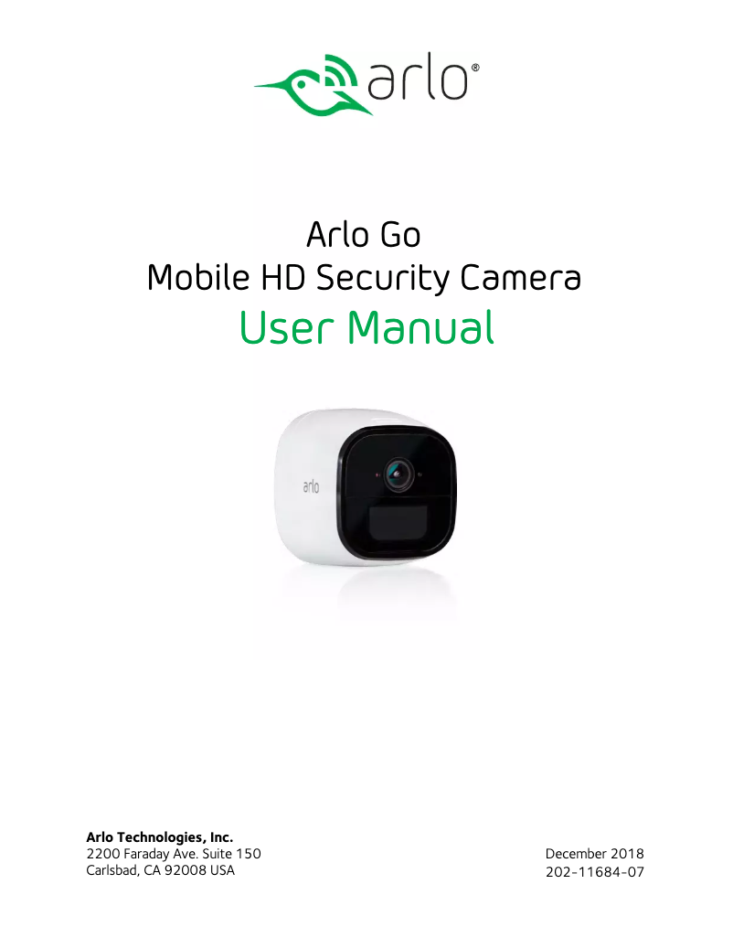 Imagen de la primera página del manual del dispositivo Arlo Go