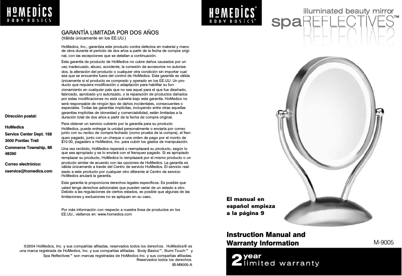 Imagen de la primera página del manual del dispositivo M-9005