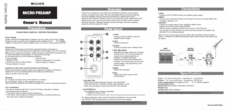 Página 1 del manual Manual de usuario Mooer Micro Preamp