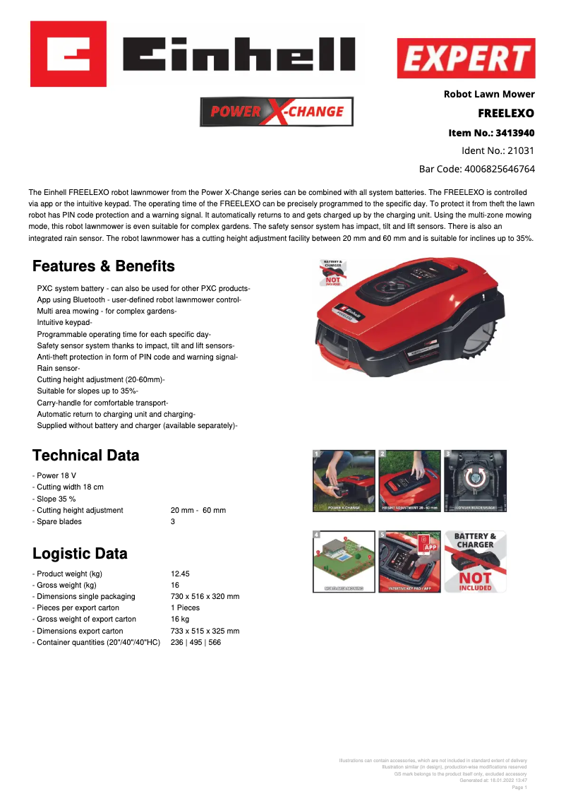 Página nº 1 - Ficha técnica Einhell FREELEXO