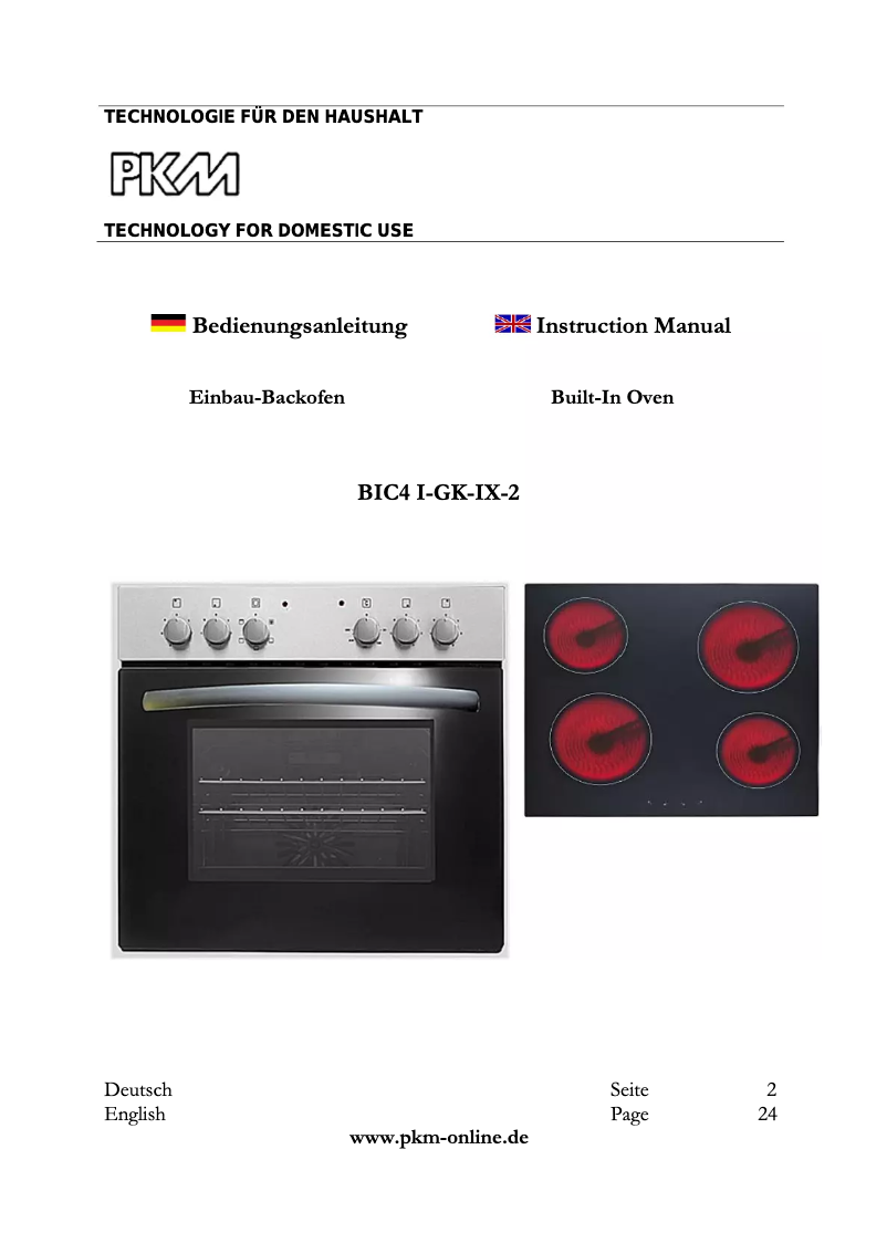 Imagen de la primera página del manual del dispositivo BIC4-I GK IX-2