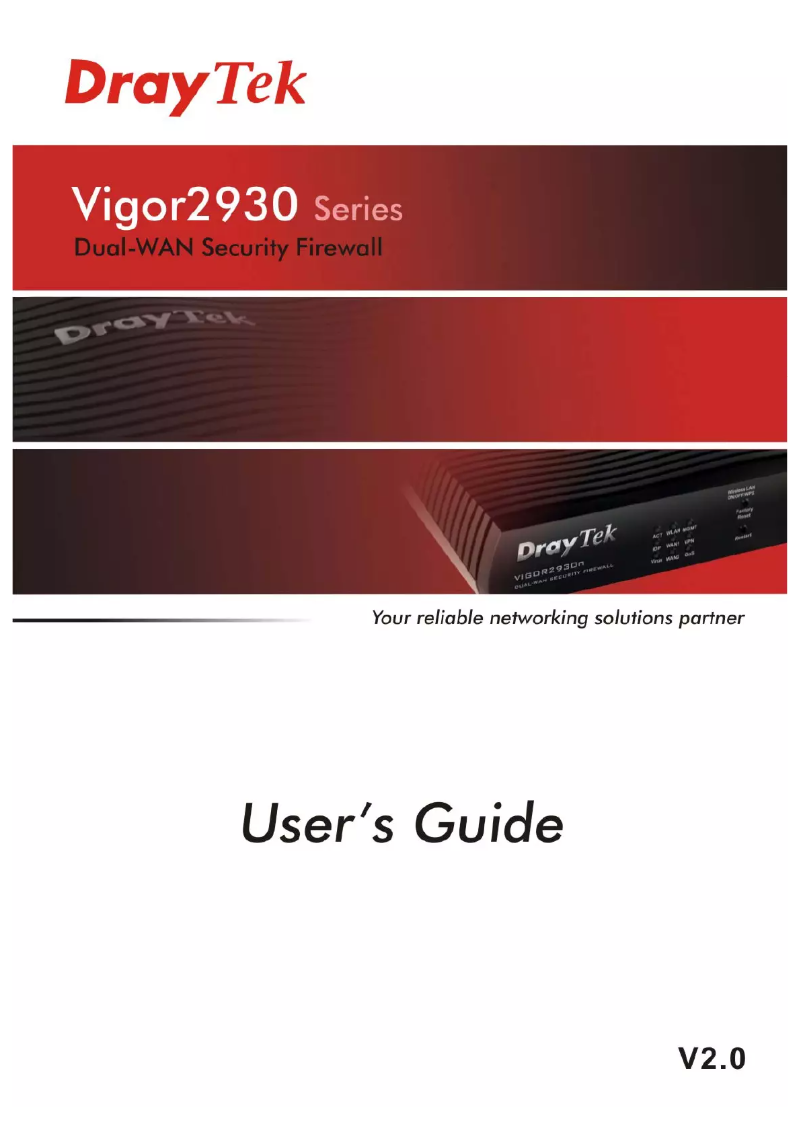 Imagen de la primera página del manual del dispositivo Vigor 2930VS