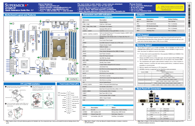 Imagen de la primera página del manual del dispositivo X11SPi-TF