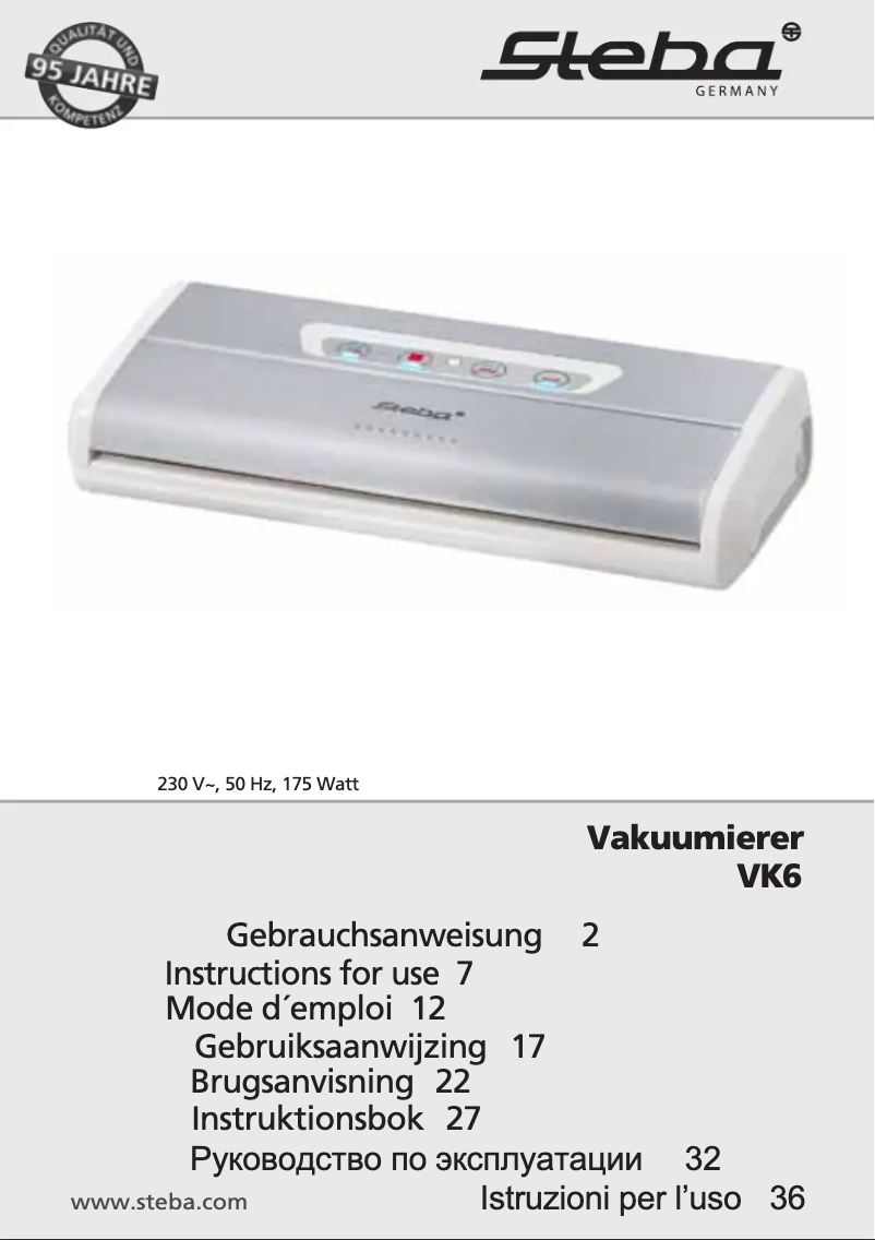 Página 1 del manual Manual de usuario Steba VK 6