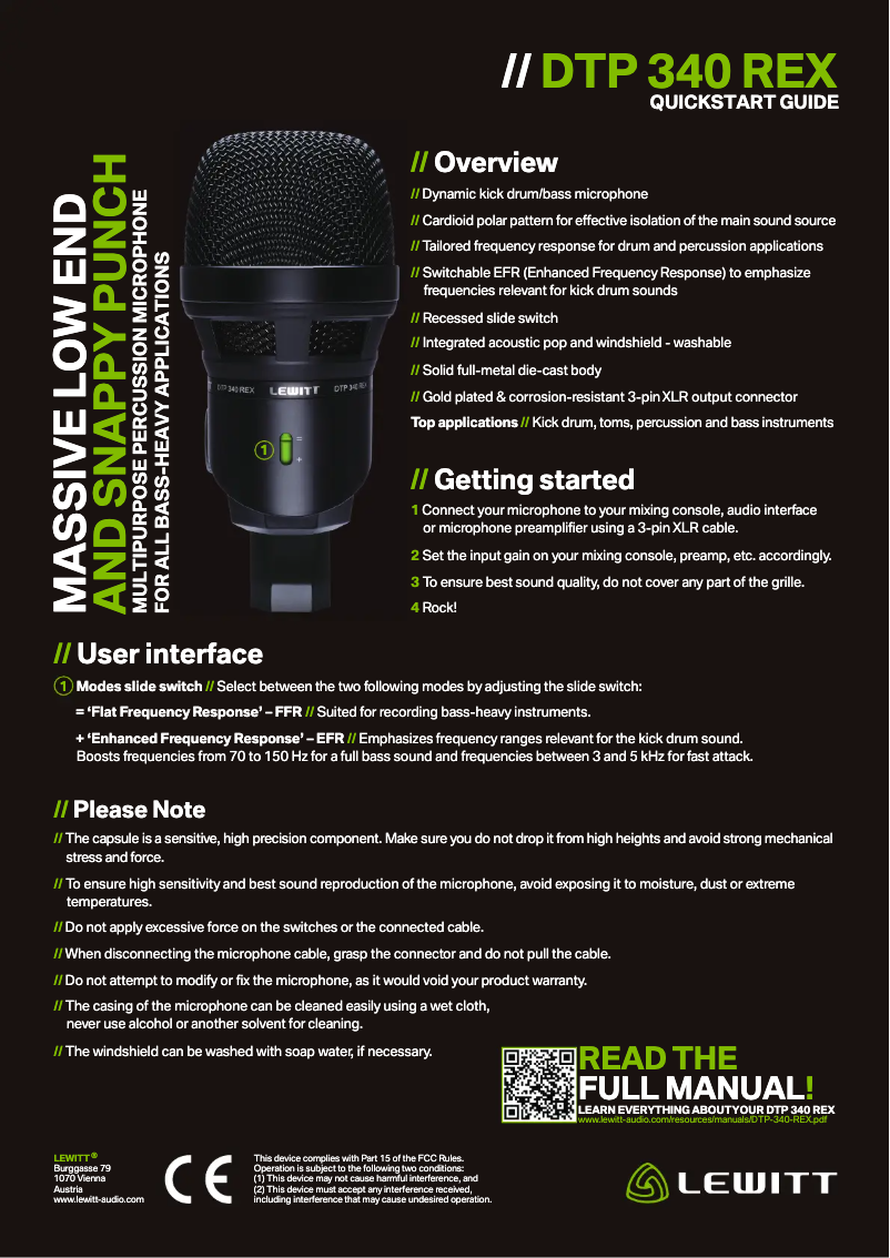 Página 1 del manual Guía de inicio rápido Lewitt DTP 340 REX