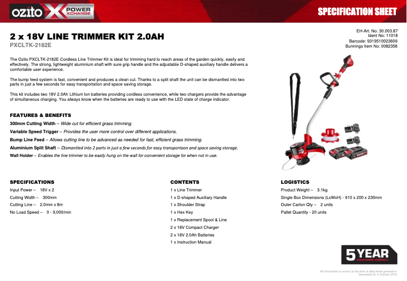 Imagen de la primera página del manual del dispositivo PXCLTK-2182E