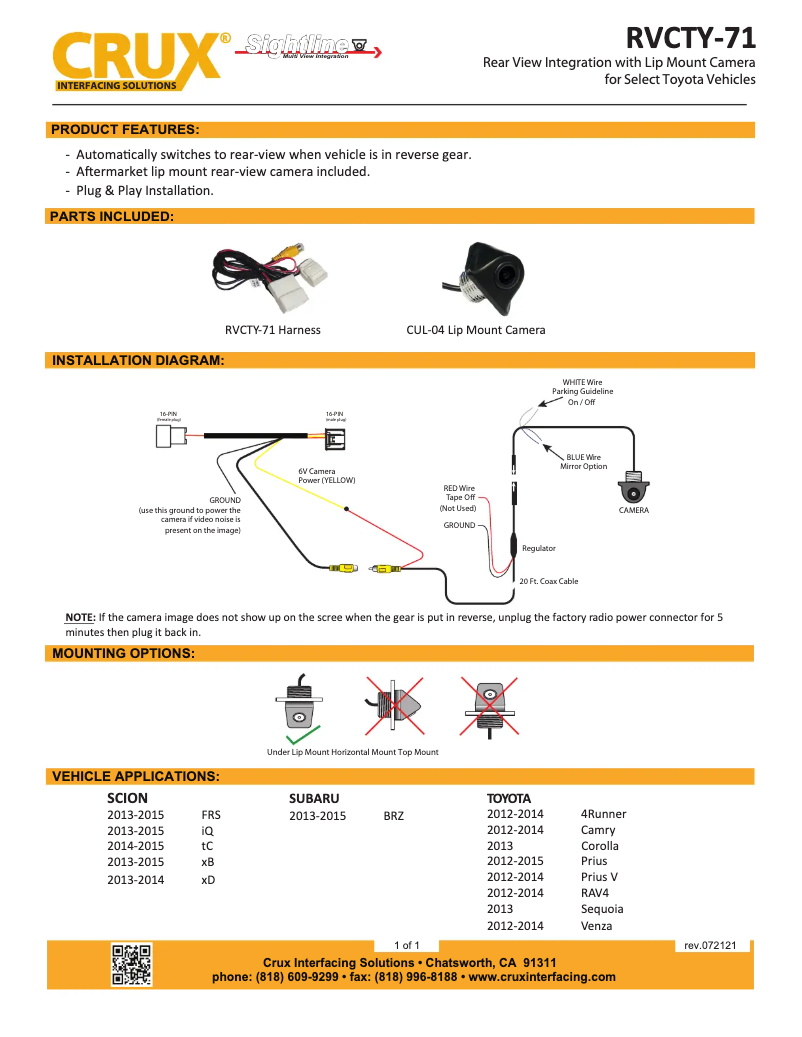 Página 1 del manual Manual de usuario CRUX RVCTY-71