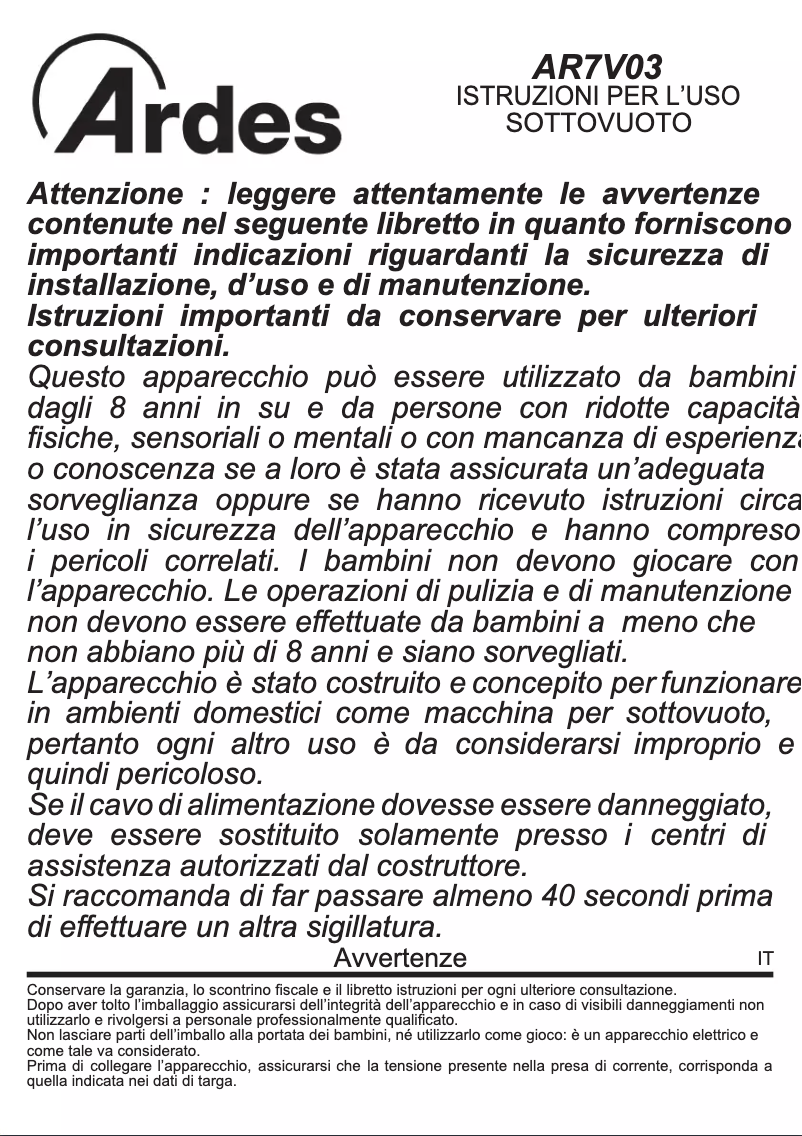 Página nº 1 - Manual de usuario Ardes AR7V03