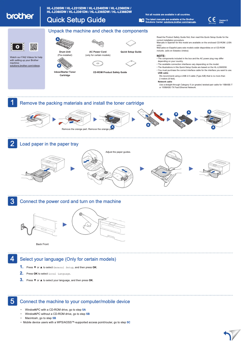 Imagen de la primera página del manual del dispositivo HL-L2340DWR