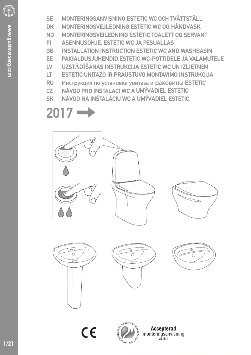 Página 1 del manual Instrucciones / montaje Gustavsberg Estetic 8330