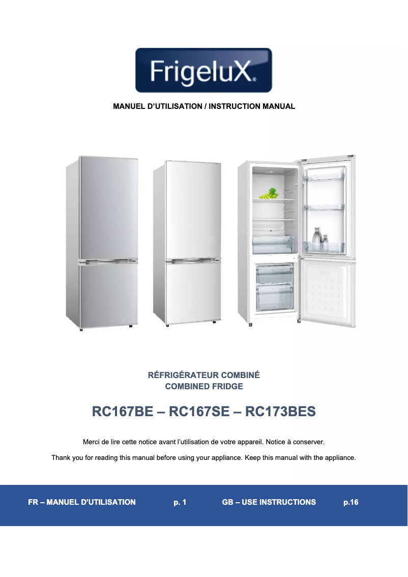 Imagen de la primera página del manual del dispositivo RC167BE