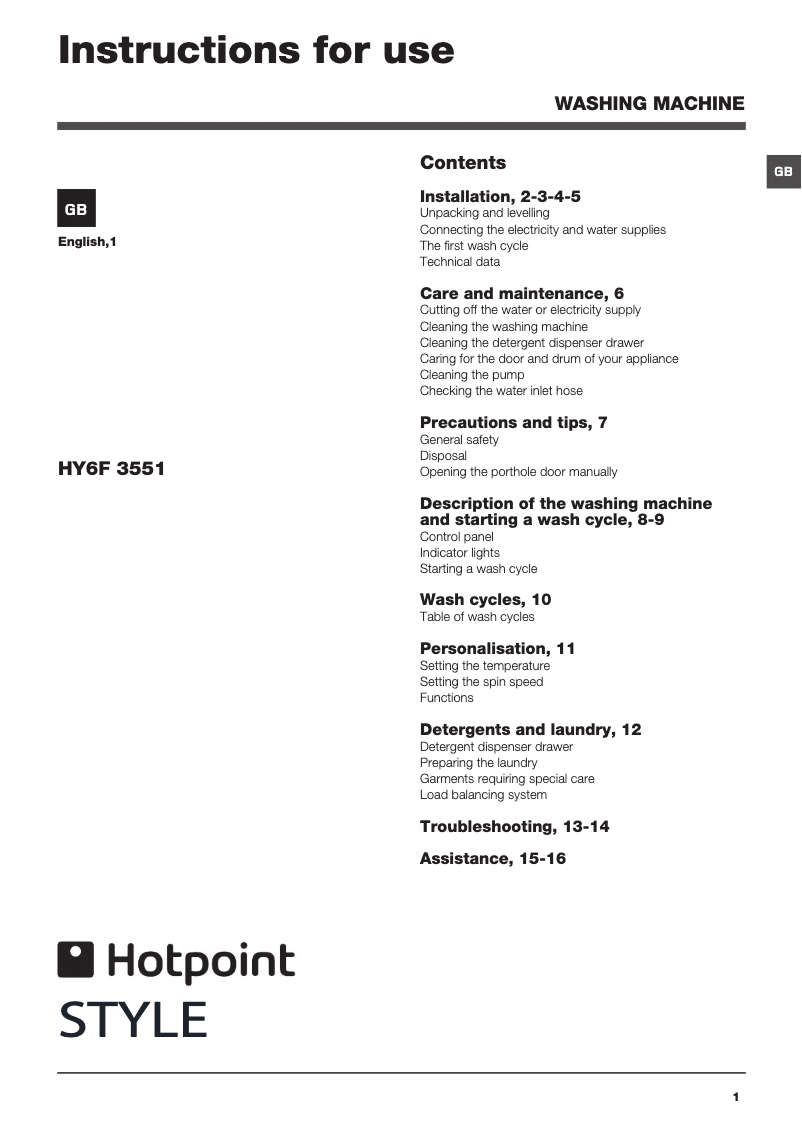 Imagen de la primera página del manual del dispositivo HY6F 3551P