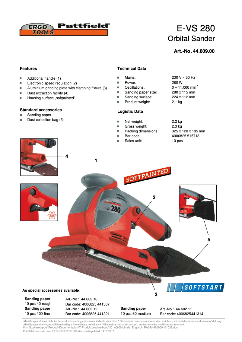 Imagen de la primera página del manual del dispositivo E-VS 280