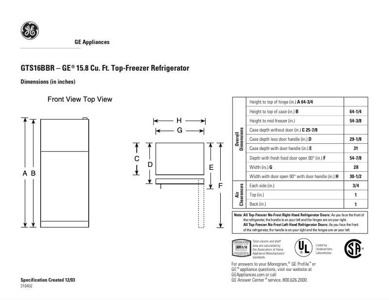 Imagen de la primera página del manual del dispositivo GTS16BBRLBB