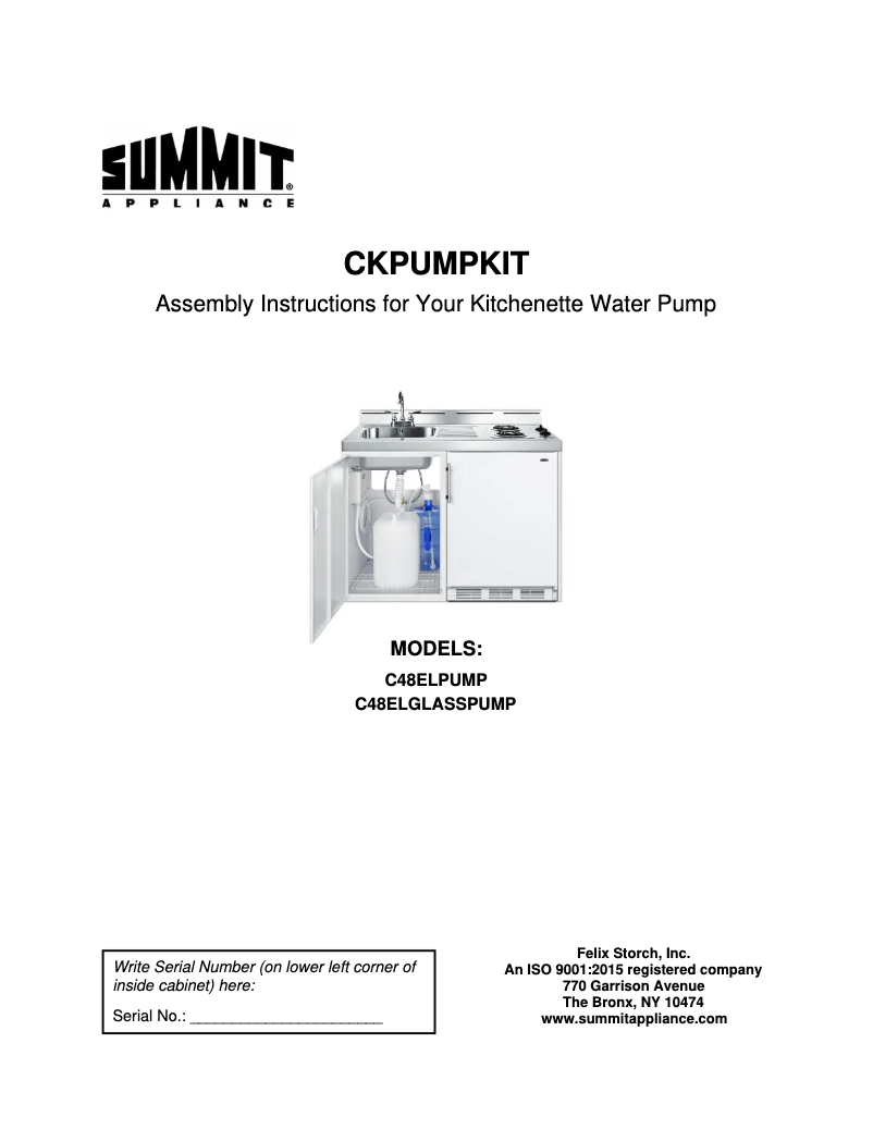Página 1 del manual Manual de usuario Summit CKPUMPKIT