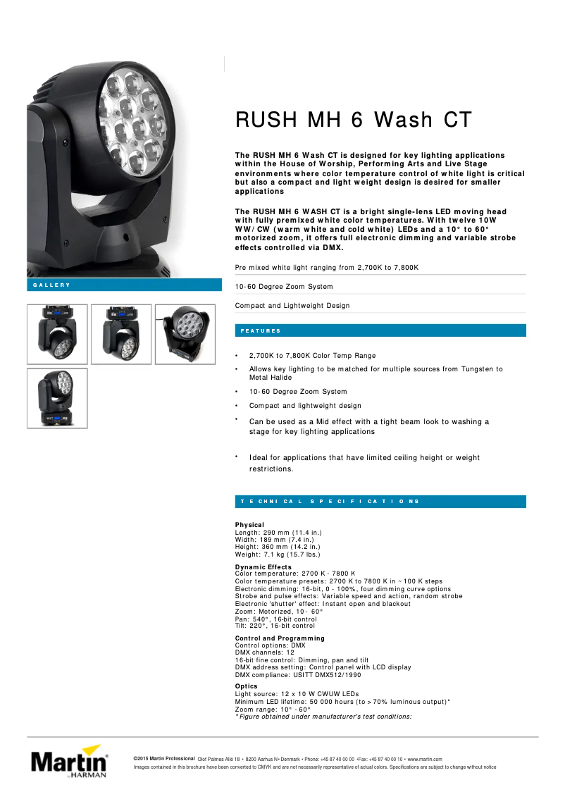 Página 1 del manual Ficha técnica Martin RUSH MH 6 Wash CT