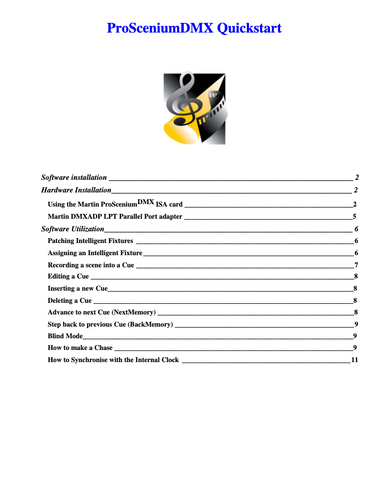 Página 1 del manual Guía de inicio rápido Martin ProScenium DMX