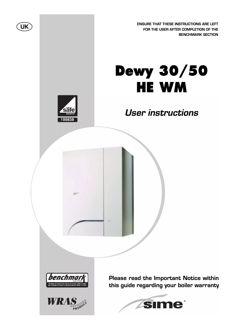 Imagen de la primera página del manual del dispositivo Dewy 50 HE WM