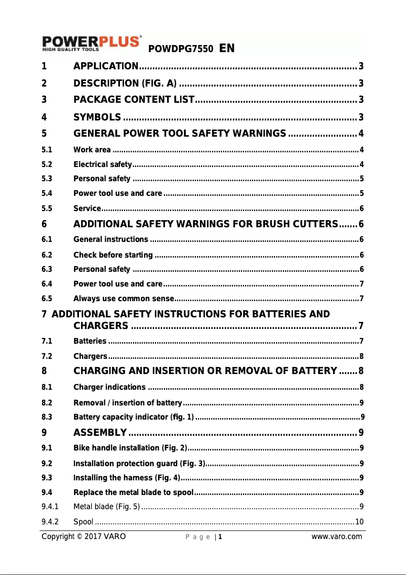 Imagen de la primera página del manual del dispositivo POWDPG7550