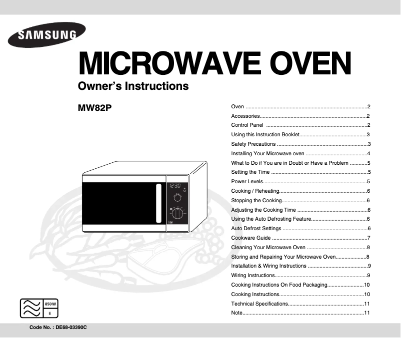 Página 1 del manual Manual de usuario Samsung MW82P-B