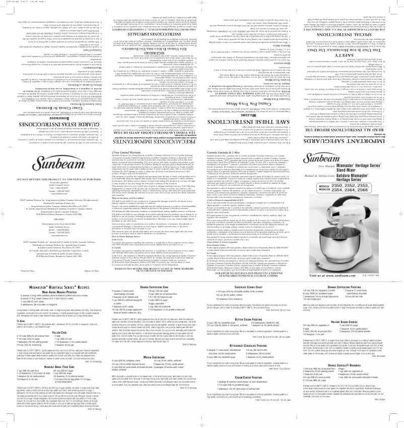 Página nº 1 - Manual de usuario Sunbeam MixMaster Heritage 2350