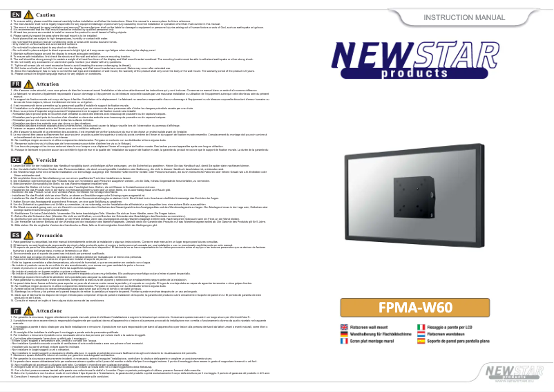 Imagen de la primera página del manual del dispositivo FPMA-W60