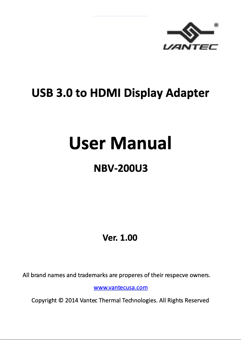 Página nº 1 - Manual de usuario Vantec NBV-200U3