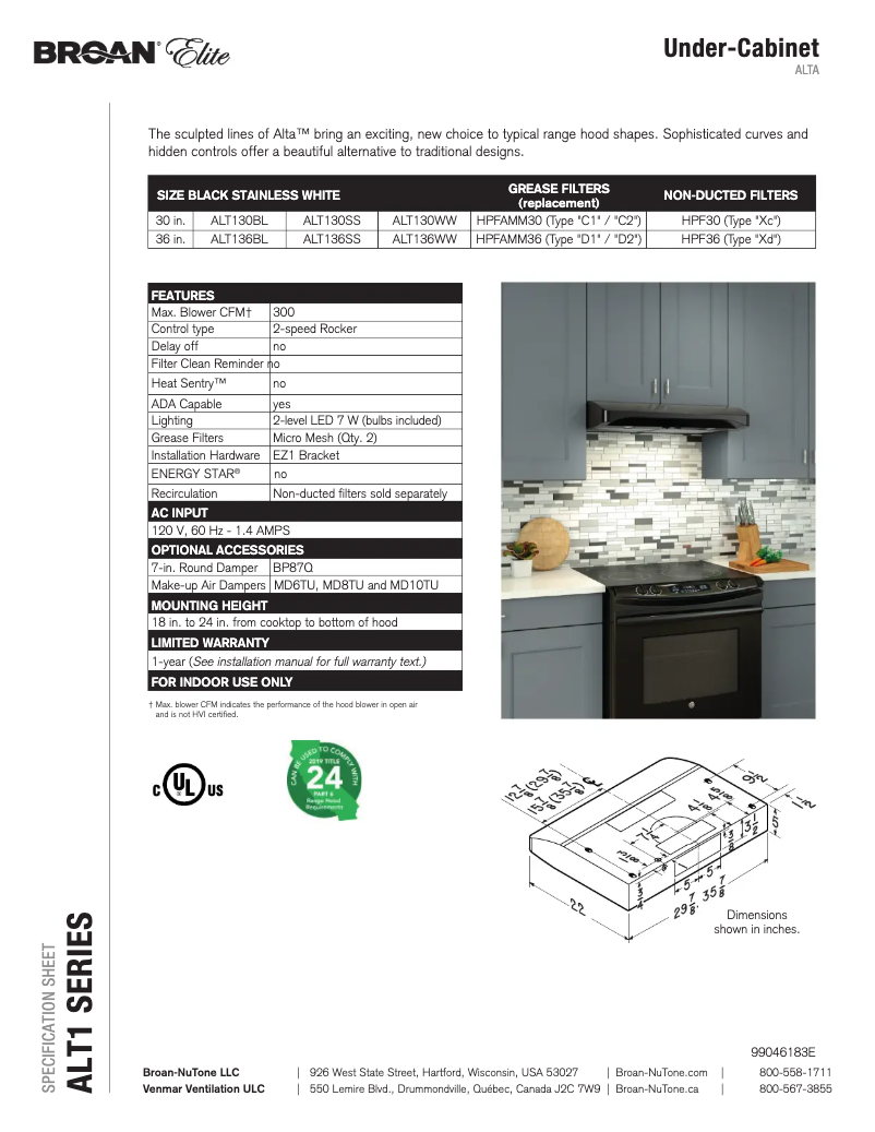 Imagen de la primera página del manual del dispositivo ALT136WW