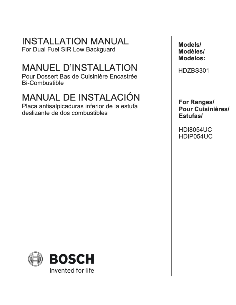 Imagen de la primera página del manual del dispositivo HDZBS301