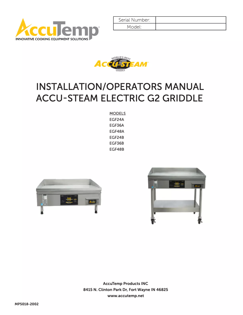 Página 1 del manual Manual de usuario AccuTemp AccuSteam EGF4803A4850-S2