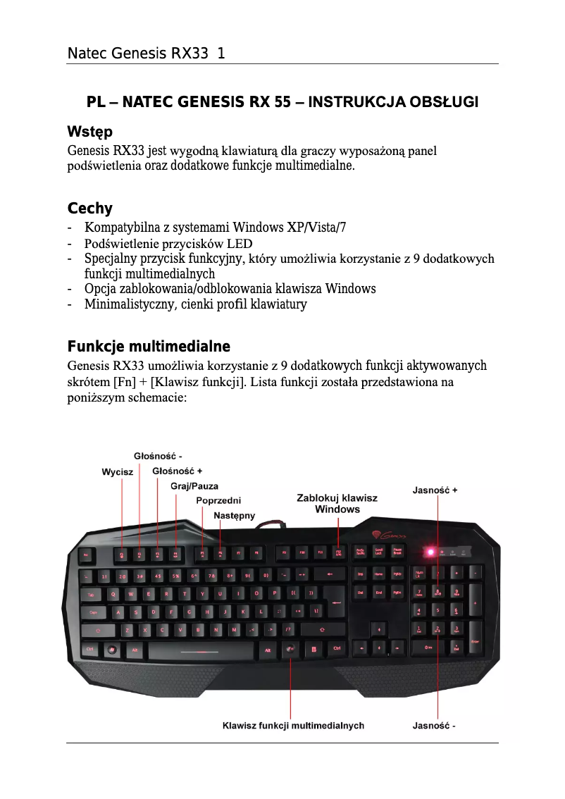 Página 1 del manual Manual de usuario Natec RX33