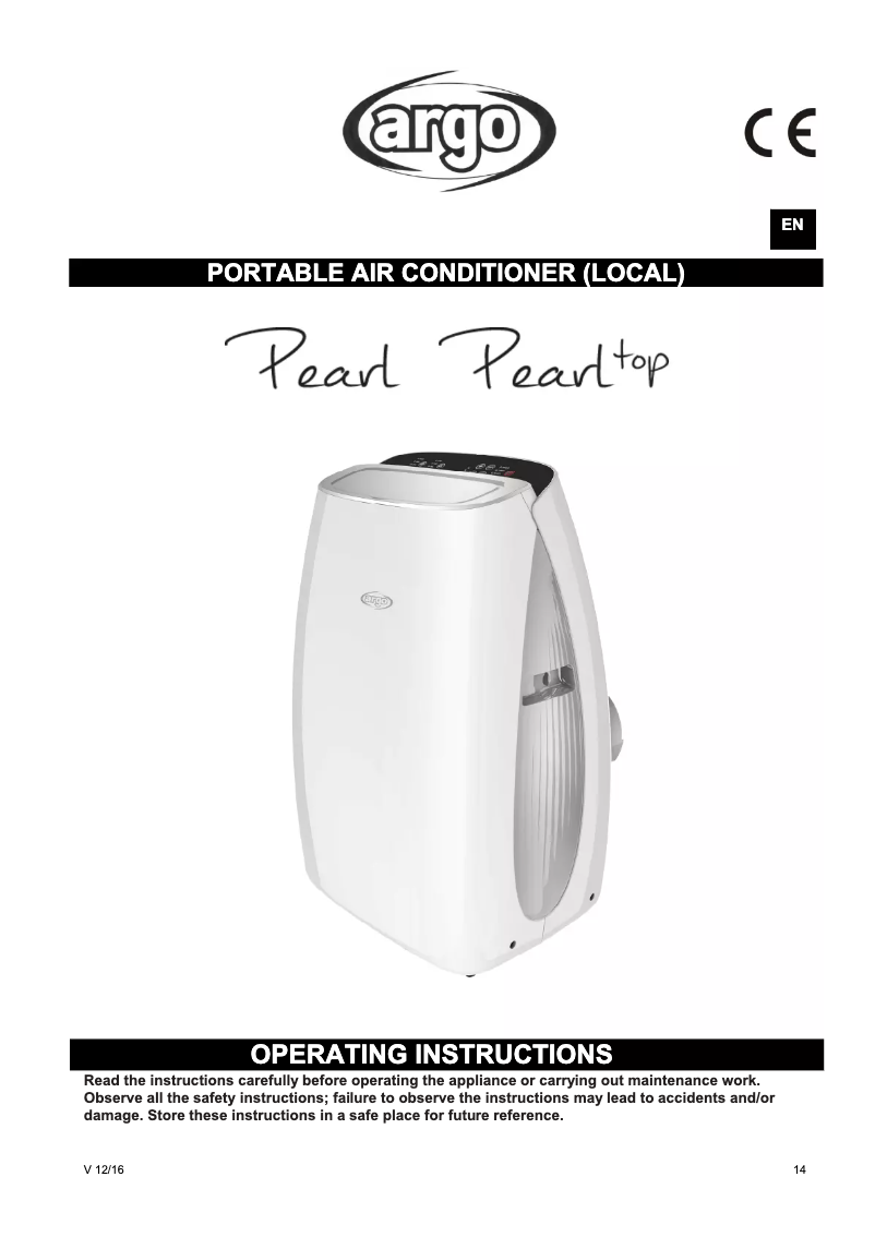 Página 1 del manual Manual de usuario Argoclima Pearl Top