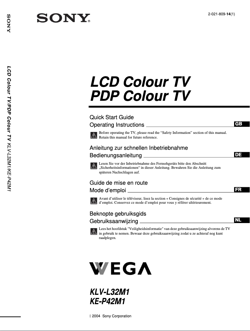 Imagen de la primera página del manual del dispositivo KE-P42M1S
