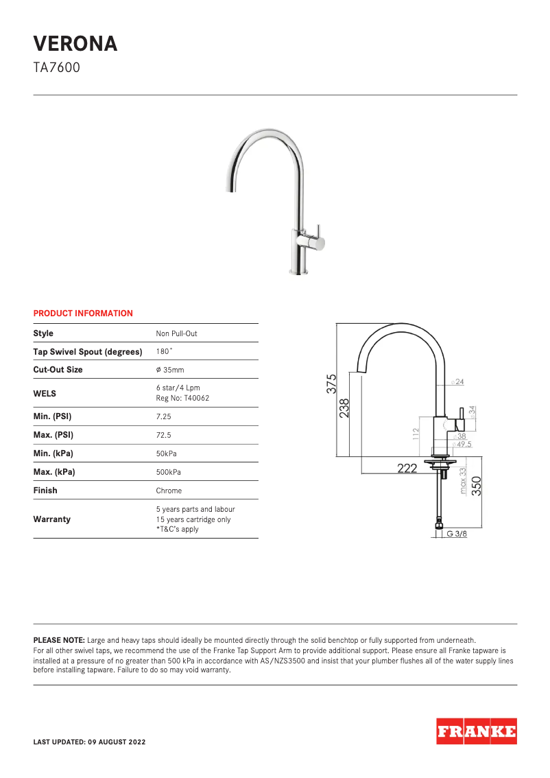Página 1 del manual Manual de usuario Franke TA7600