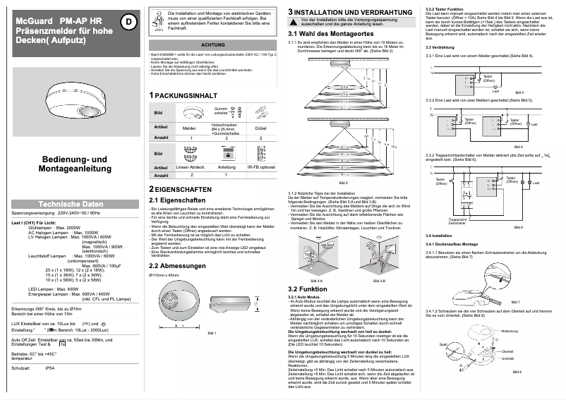 Imagen de la primera página del manual del dispositivo McGuard PM-AP HR