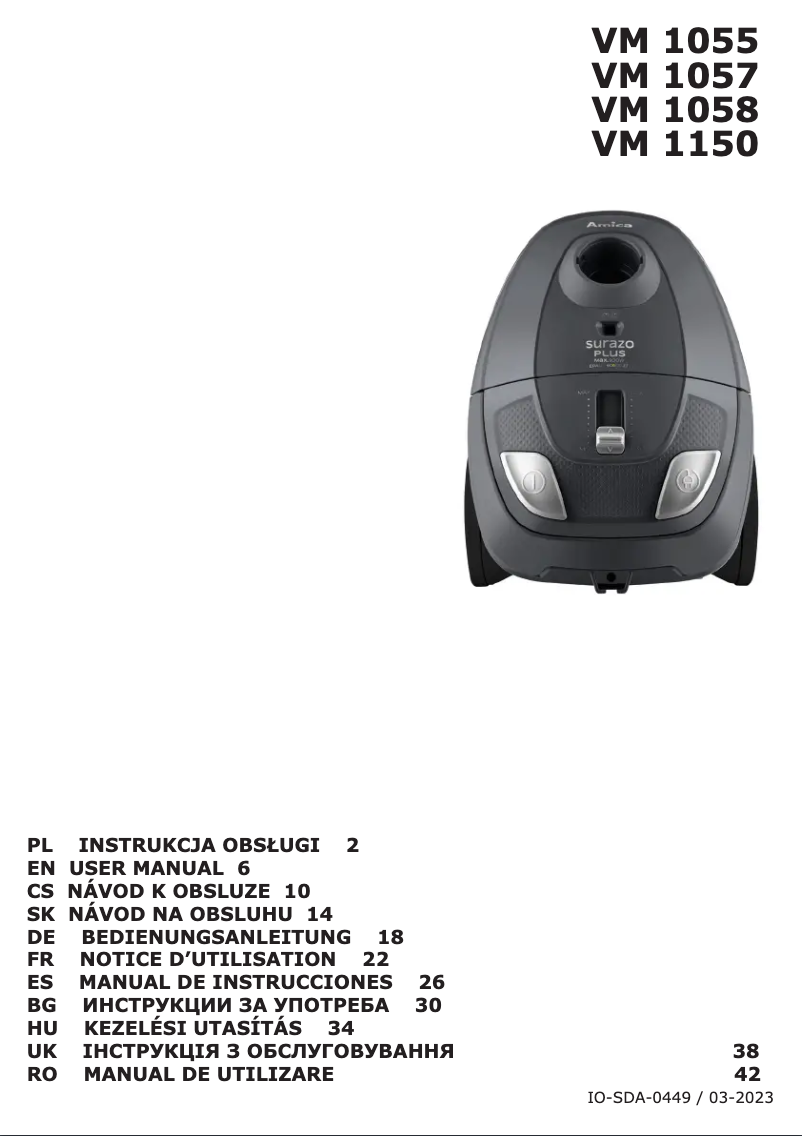 Página 1 del manual Manual de usuario Amica Surazo Plus VM 1150